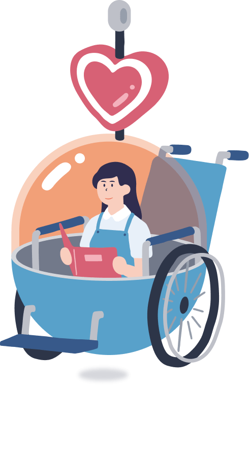 車椅子に乗る人のゴンドラ