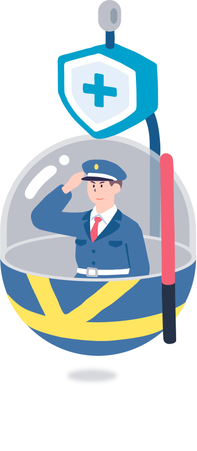 敬礼している警備のゴンドラ