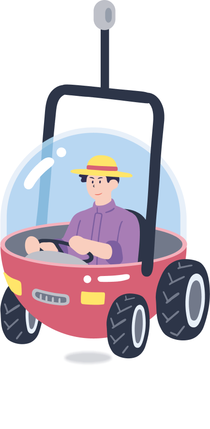 トラクターに乗っている人のゴンドラ